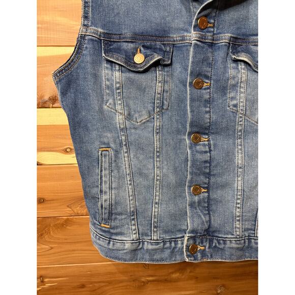 &Denim H&M Denim Blue Jean Cropped Vest Jacket Size S - Picture 3 of 8